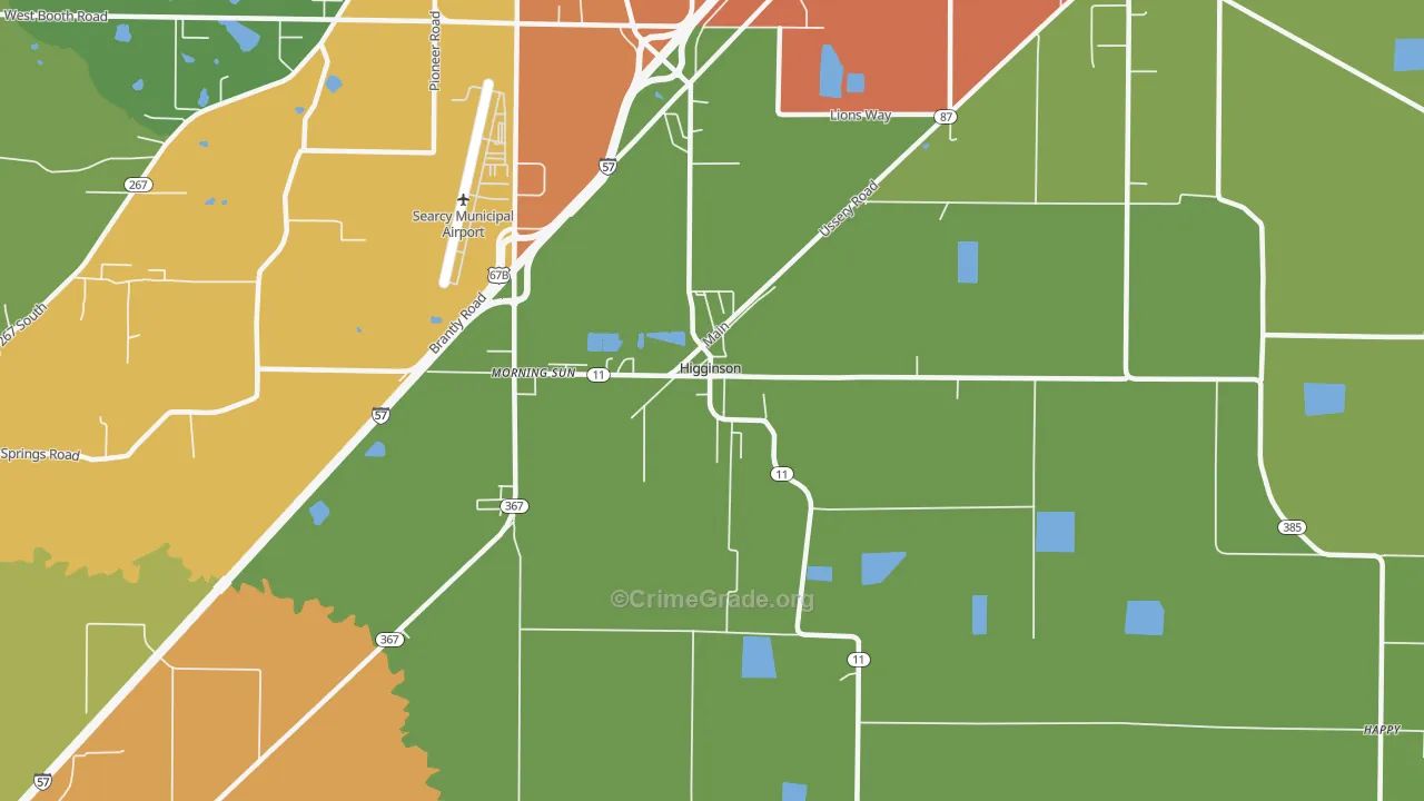 Higginson, AR Map of Drug-Related Crime Rates