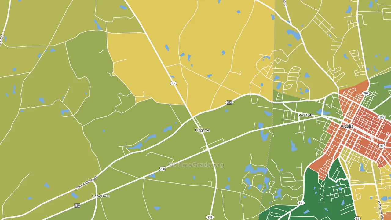 Higgston, GA Map of Drug-Related Crime Rates