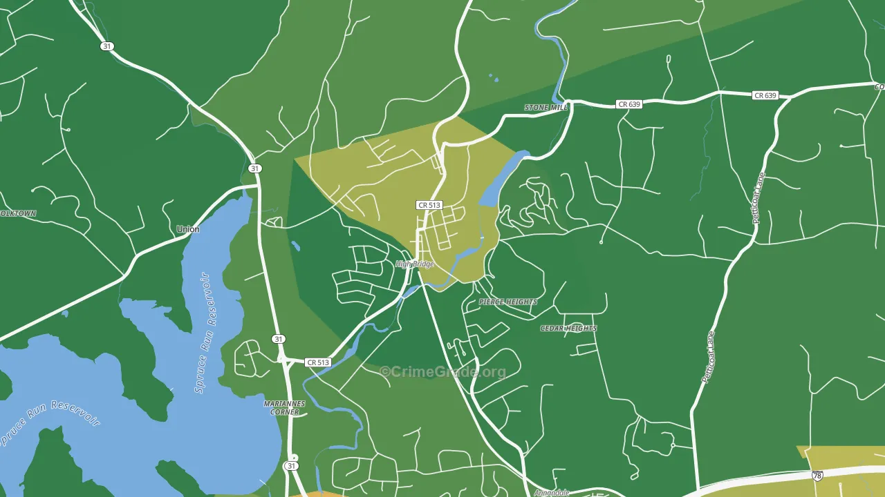 High Bridge, NJ Map of Drug-Related Crime Rates