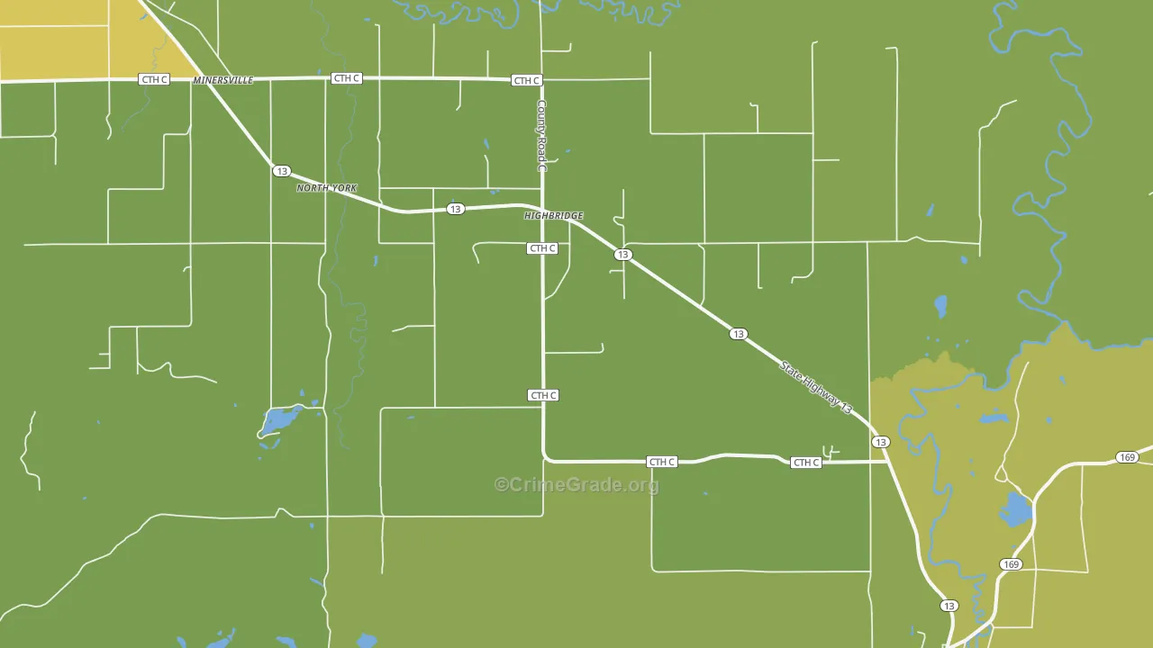 High Bridge, WI Map of Drug-Related Crime Rates