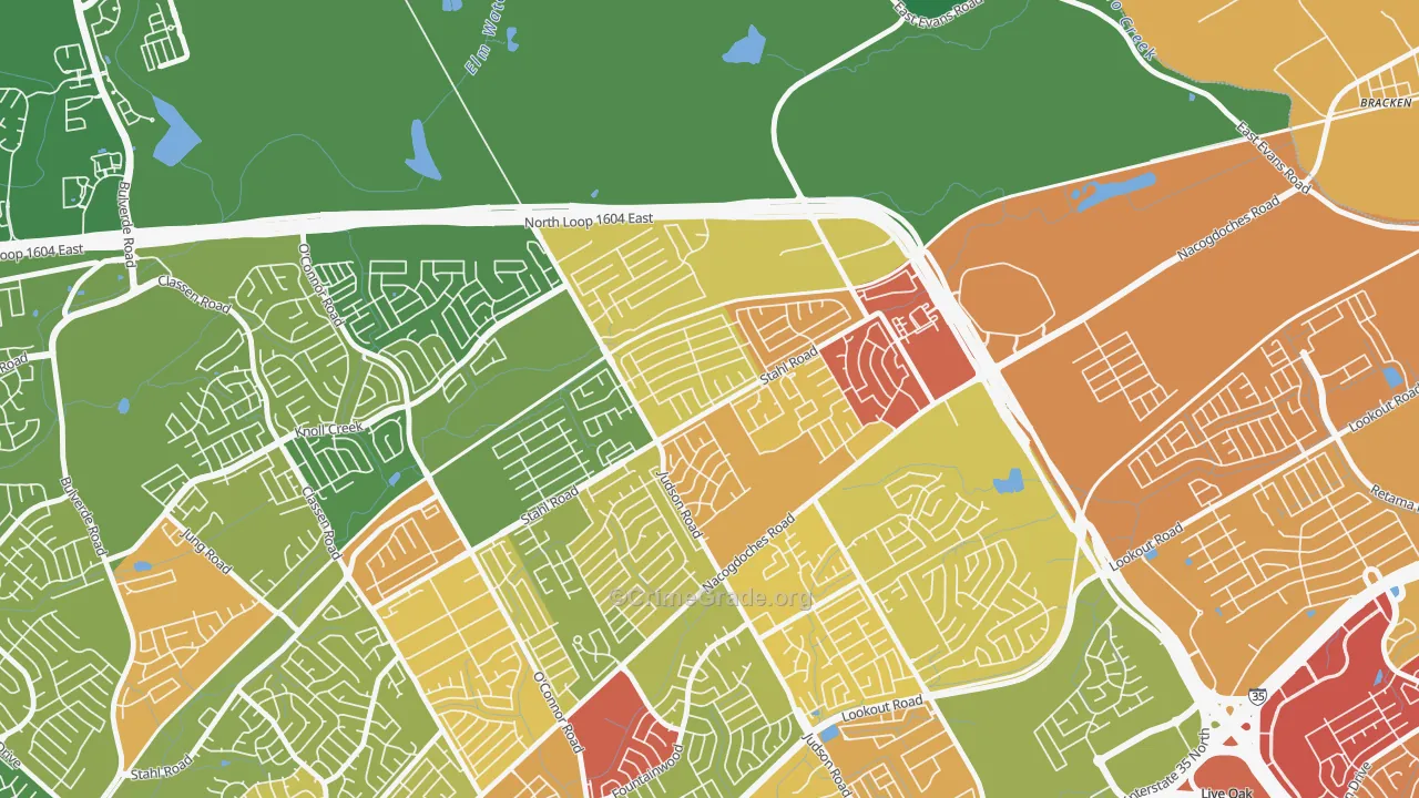 High Country, San Antonio, TX Map of Drug-Related Crime Rates