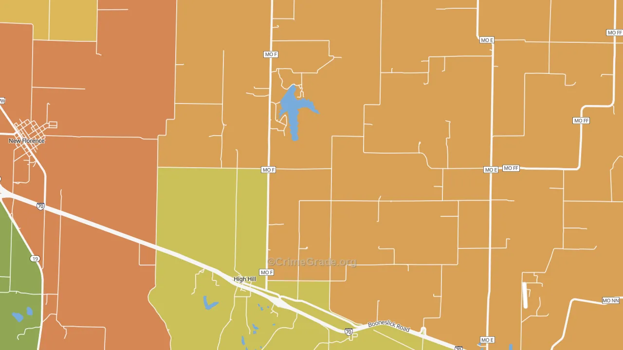 High Hill, MO Map of Drug-Related Crime Rates
