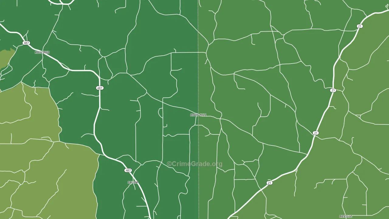 High Hill, MS Map of Drug-Related Crime Rates
