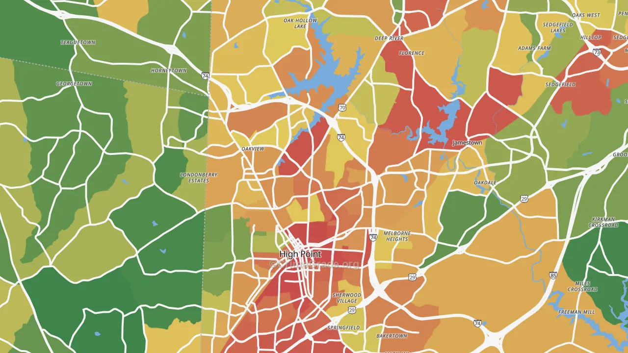 High Point, NC Map of Drug-Related Crime Rates