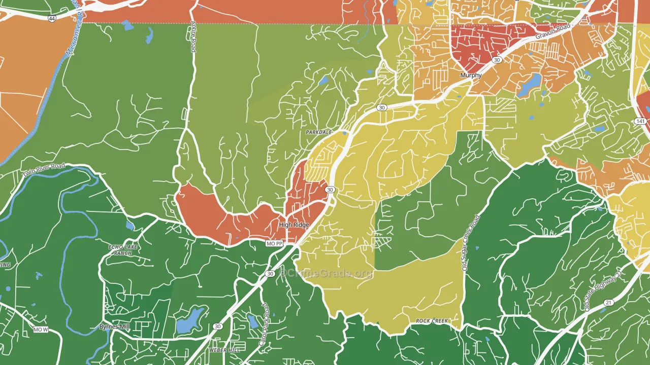 High Ridge, MO Map of Drug-Related Crime Rates