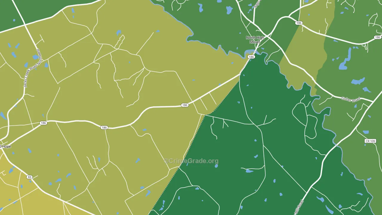 High Shoals, GA Map of Drug-Related Crime Rates