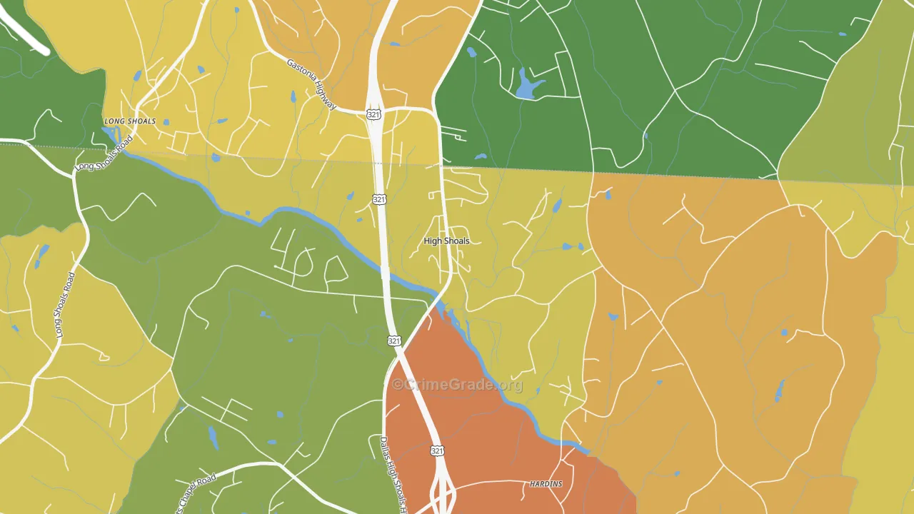 High Shoals, NC Map of Drug-Related Crime Rates