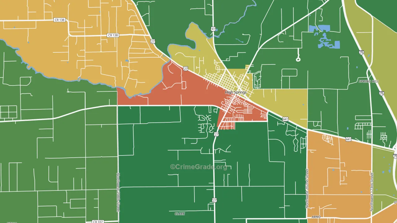 High Springs, FL Map of Drug-Related Crime Rates