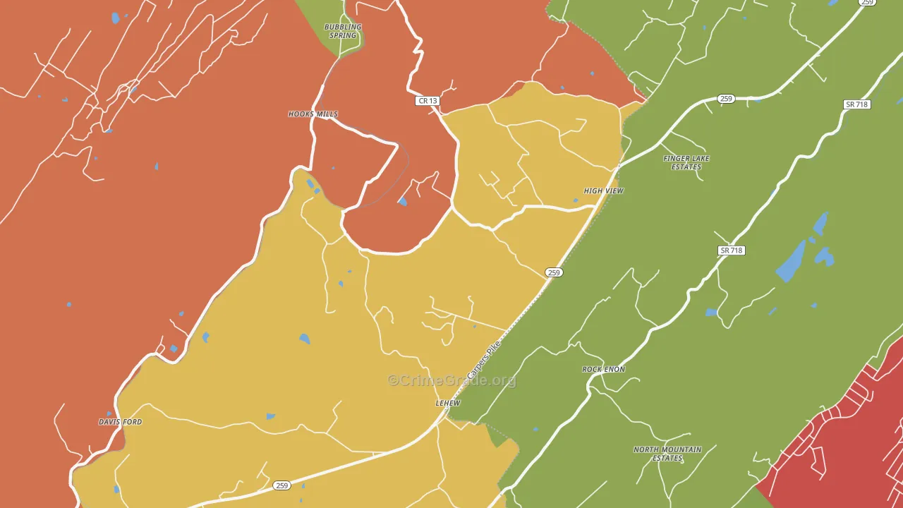 High View, WV Map of Drug-Related Crime Rates