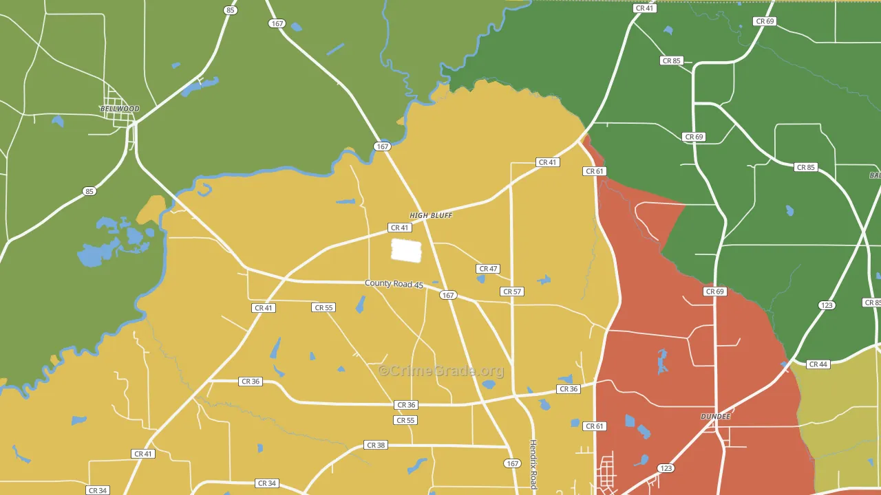 Highbluff, AL Map of Drug-Related Crime Rates