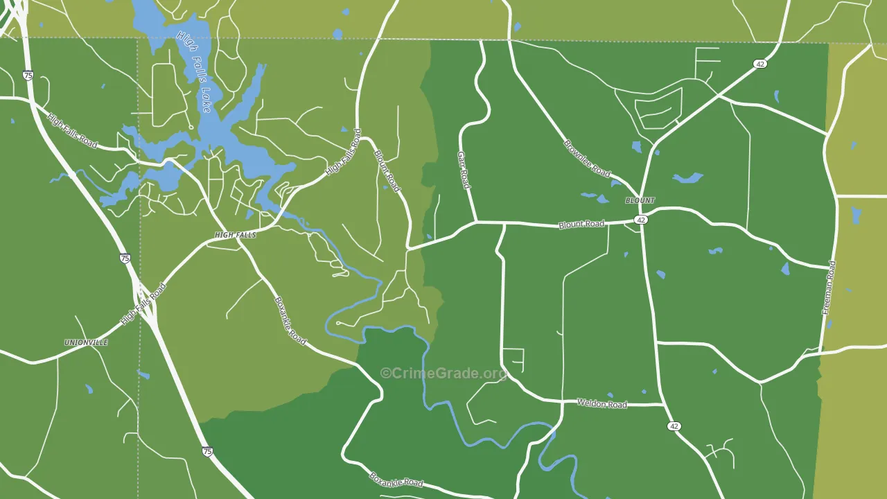 Highfalls, GA Map of Drug-Related Crime Rates