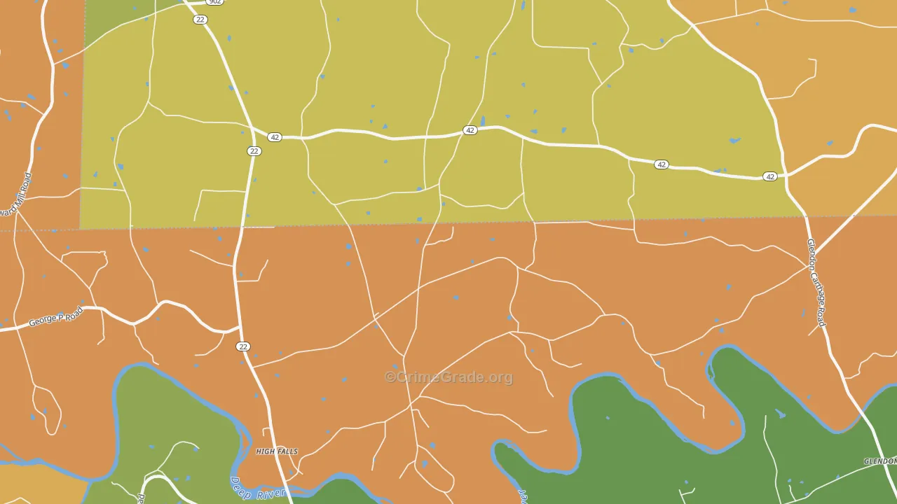 Highfalls, NC Map of Drug-Related Crime Rates