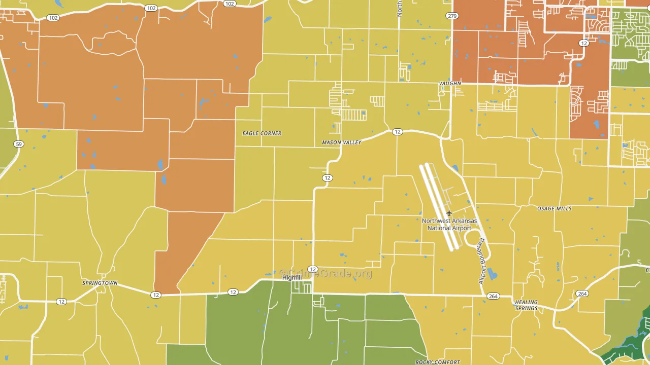 Highfill, AR Map of Drug-Related Crime Rates