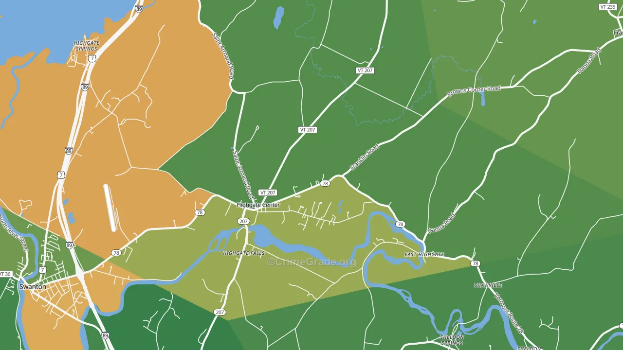 Highgate Center, VT Map of Drug-Related Crime Rates