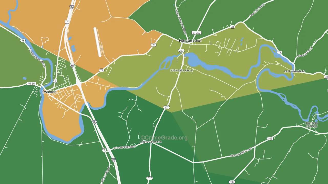 Highgate Falls, VT Map of Drug-Related Crime Rates