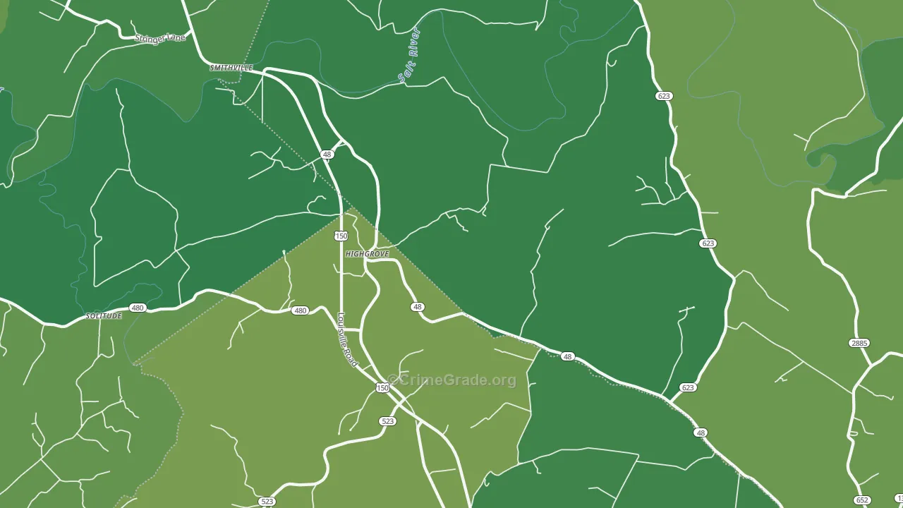 Highgrove, KY Map of Drug-Related Crime Rates