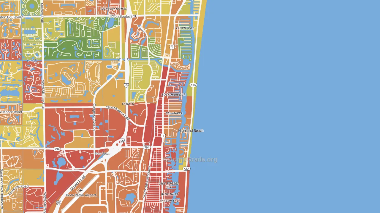Highland Beach, FL Map of Drug-Related Crime Rates
