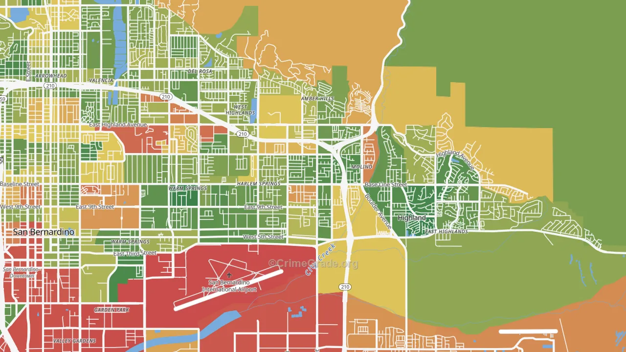 Highland, CA Map of Drug-Related Crime Rates