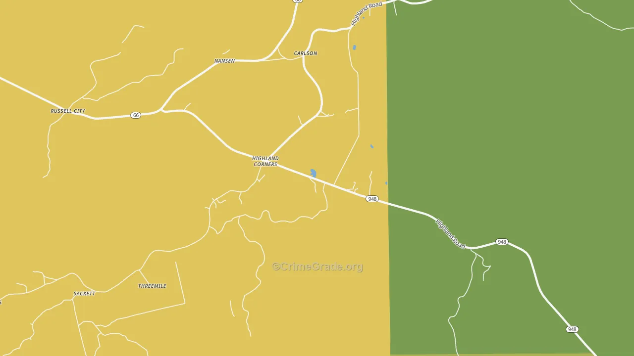 Highland Corners, PA Map of Drug-Related Crime Rates