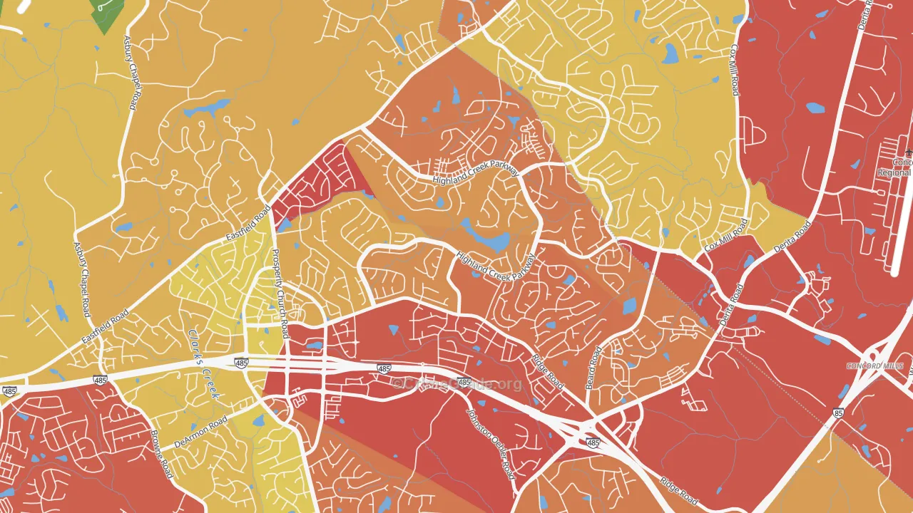 Highland Creek, Charlotte, NC Map of Drug-Related Crime Rates