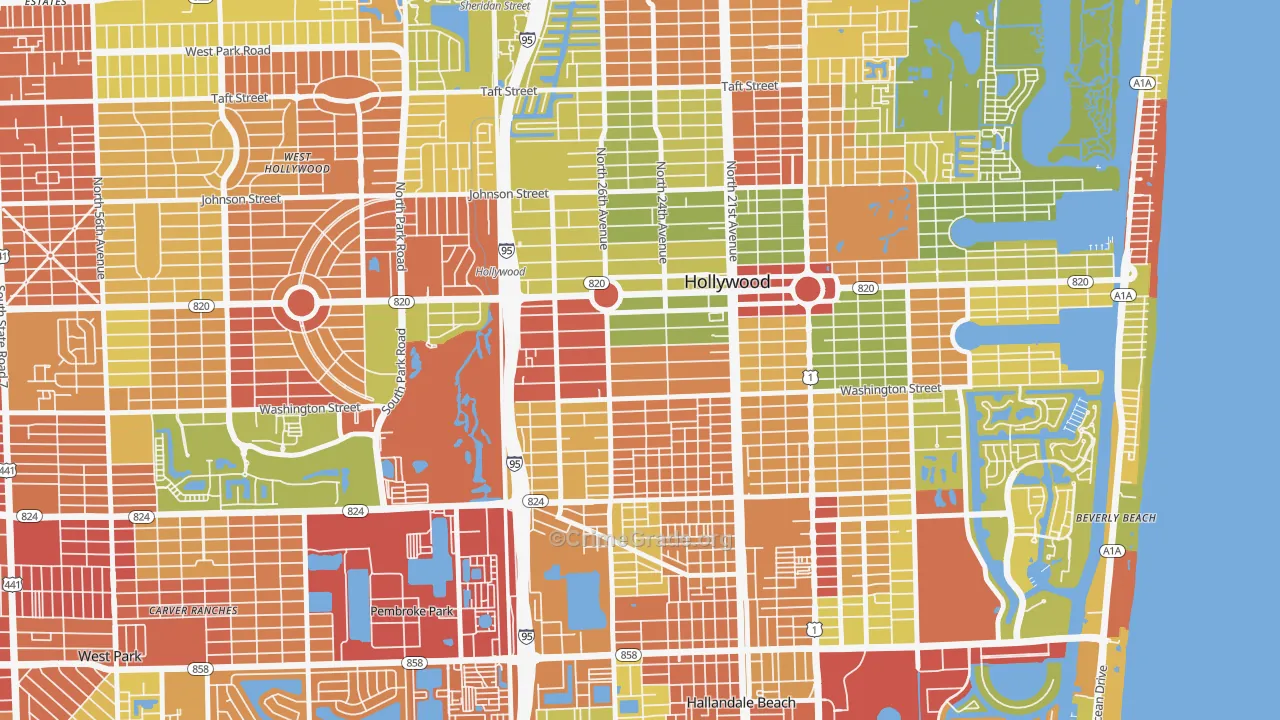 Highland Garden, Hollywood, FL Map of Drug-Related Crime Rates
