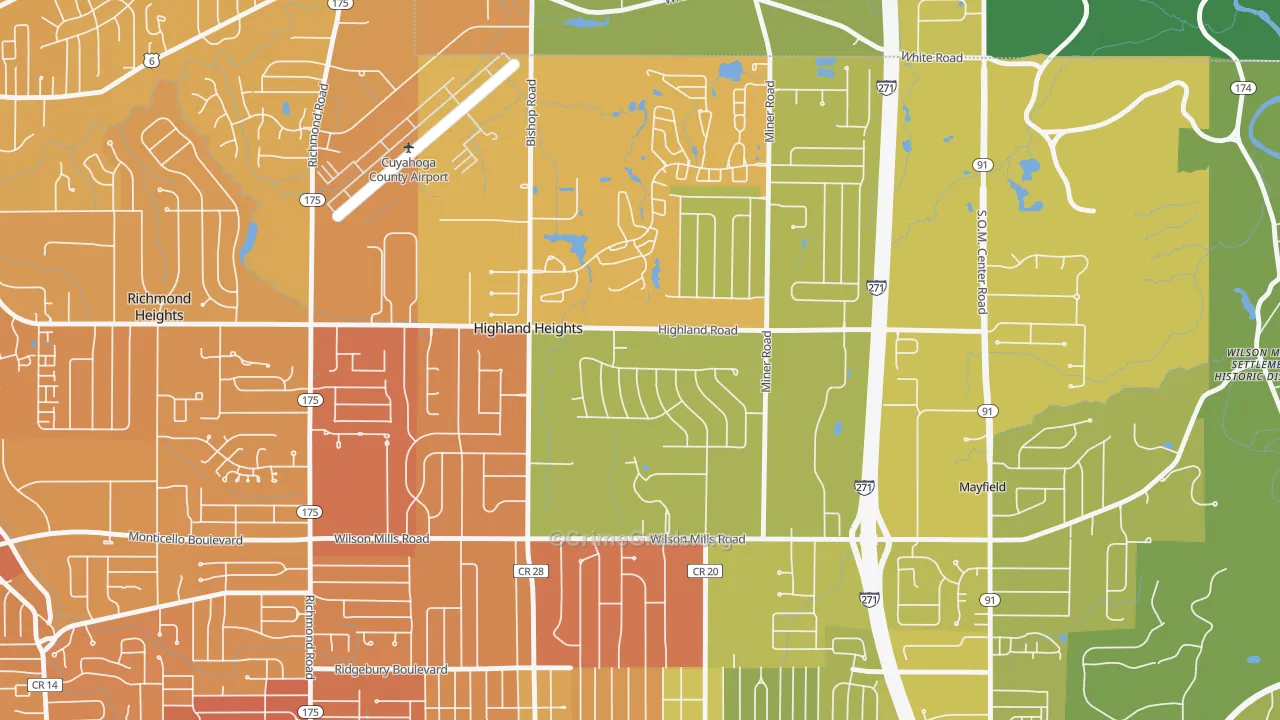 Highland Heights, OH Map of Drug-Related Crime Rates