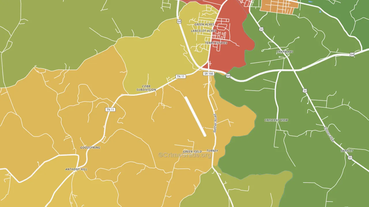 Highland Heights, TN Map of Drug-Related Crime Rates