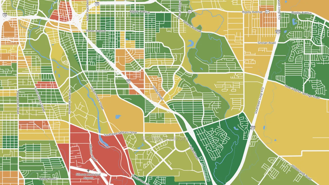 Highland Hills, San Antonio, TX Map of Drug-Related Crime Rates