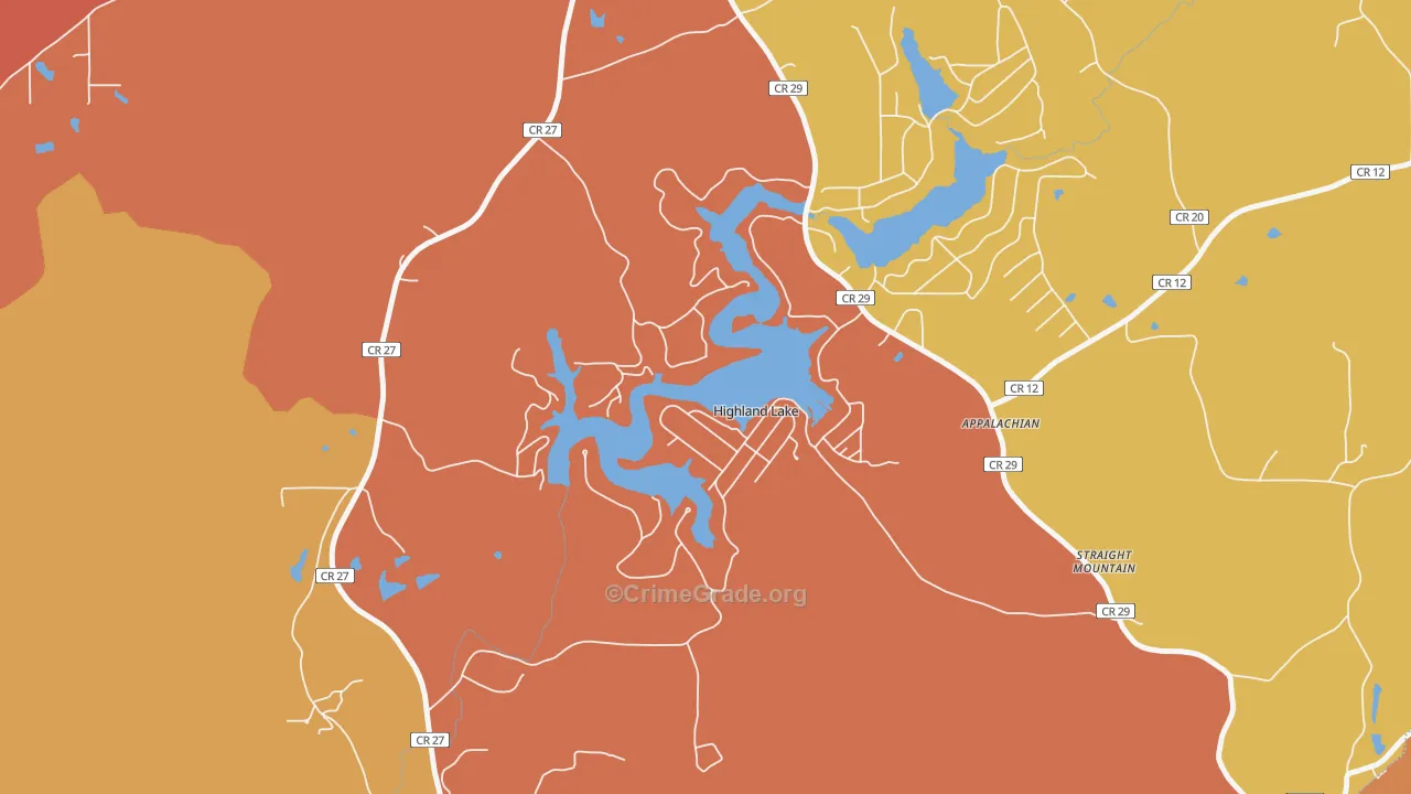 Highland Lake, AL Map of Drug-Related Crime Rates