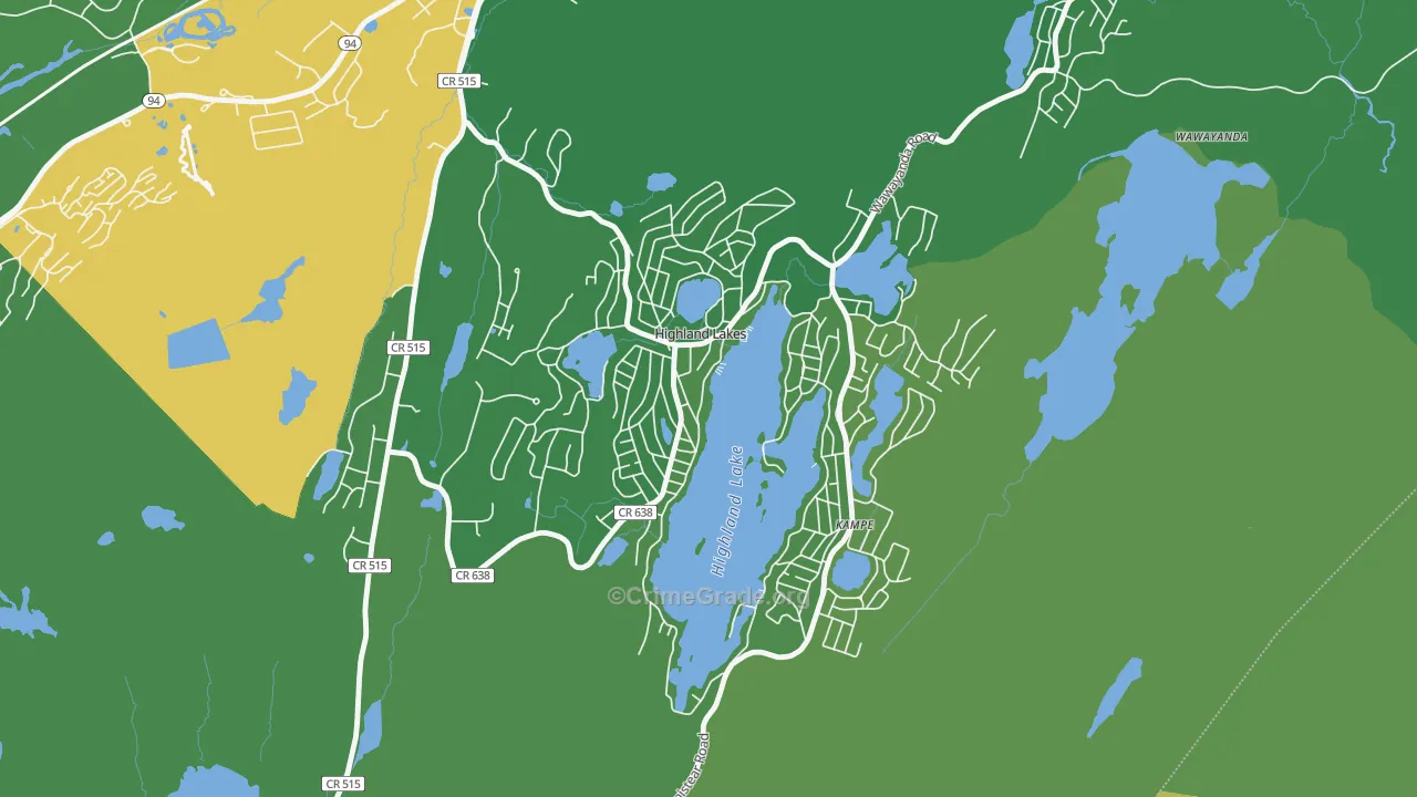 Highland Lake, NJ Map of Drug-Related Crime Rates