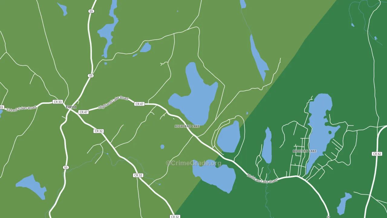 Highland Lake, NY Map of Drug-Related Crime Rates