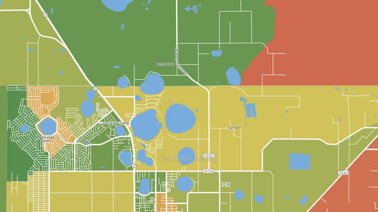 Highland Lakes, FL Map of Drug-Related Crime Rates