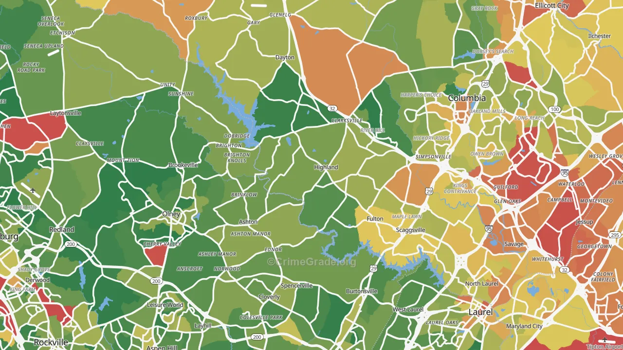 Highland, MD Map of Drug-Related Crime Rates