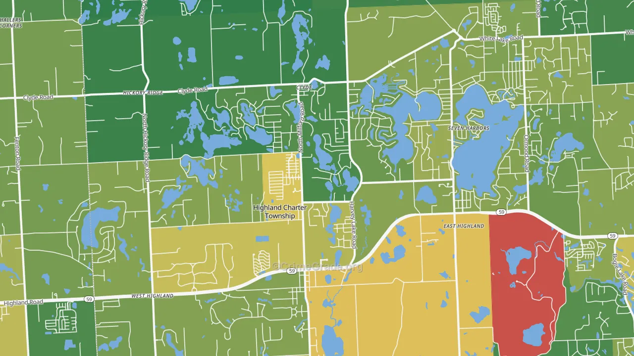 Highland, MI Map of Drug-Related Crime Rates