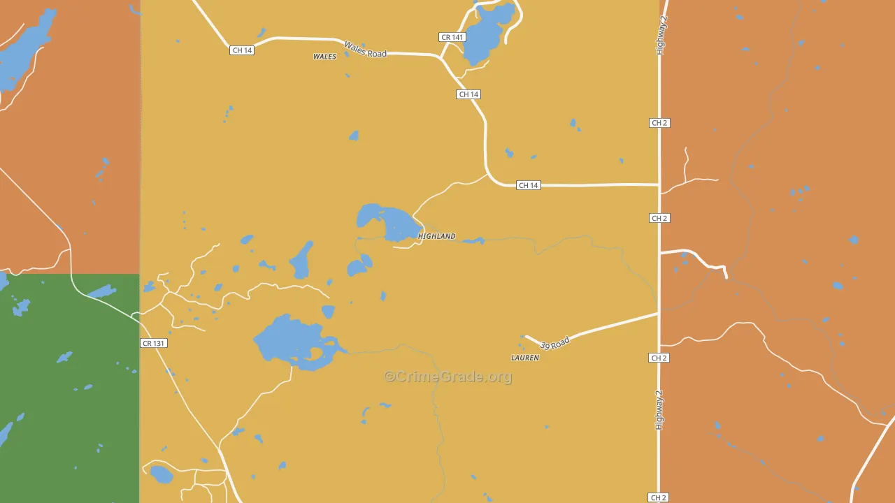 Highland, MN Map of Drug-Related Crime Rates
