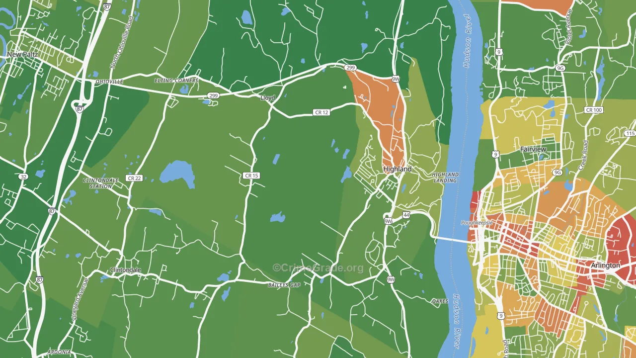 Highland, NY Map of Drug-Related Crime Rates