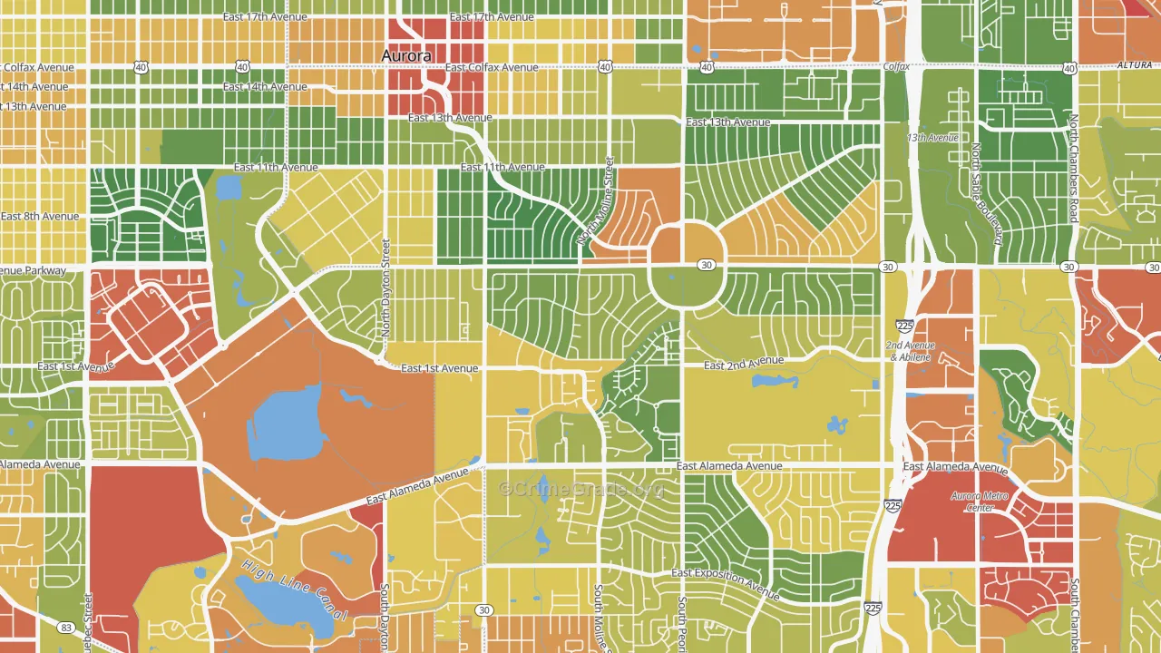 Highland Park, Aurora, CO Map of Drug-Related Crime Rates