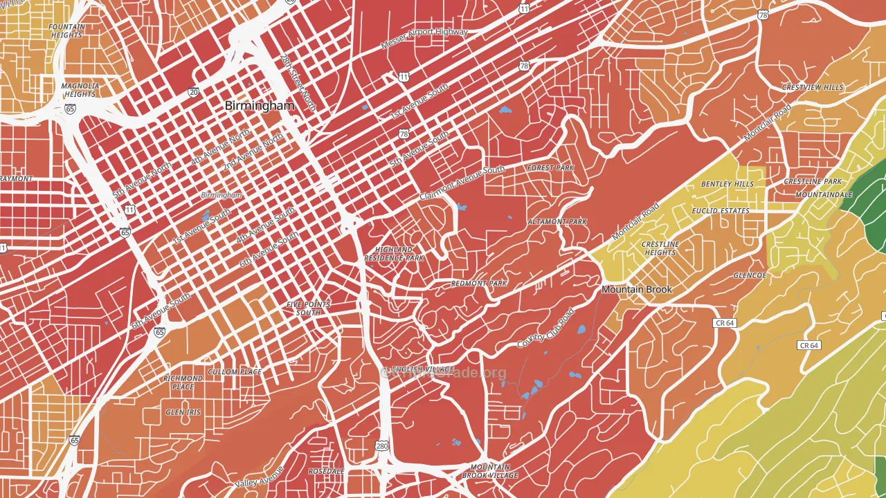 Highland Park, Birmingham, AL Map of Drug-Related Crime Rates