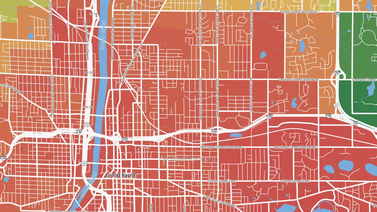 Highland Park, Grand Rapids, MI Map of Drug-Related Crime Rates