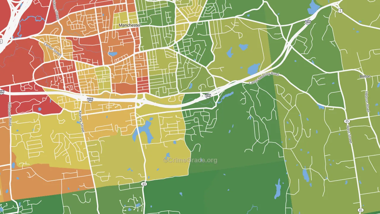 Highland Park, Manchester, CT Map of Drug-Related Crime Rates