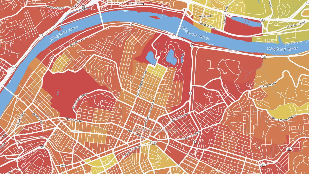 Highland Park, Pittsburgh, PA Map of Drug-Related Crime Rates