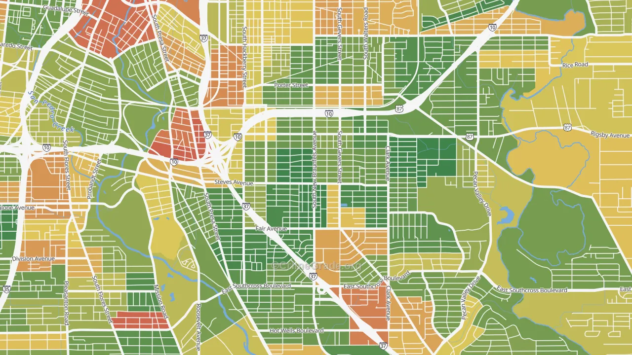 Highland Park, San Antonio, TX Map of Drug-Related Crime Rates