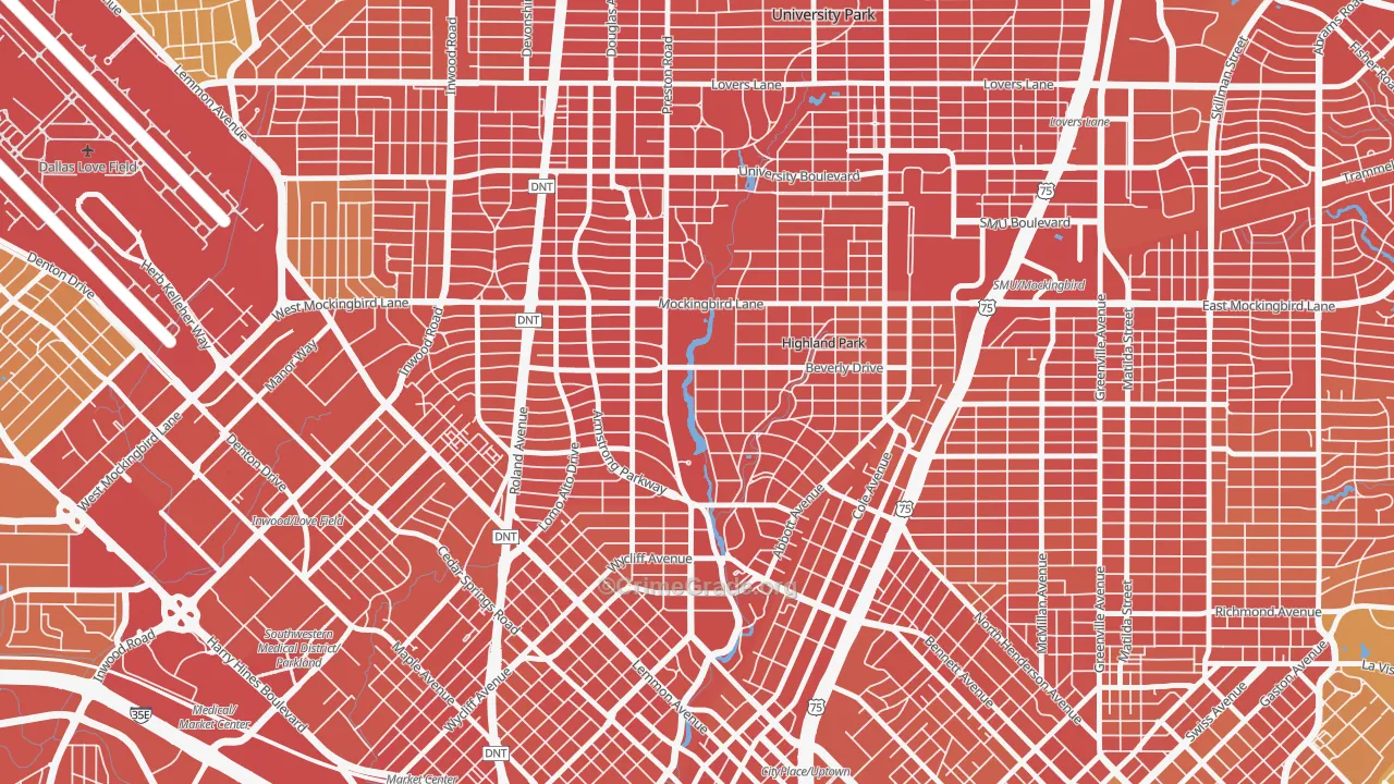 Highland Park, TX Map of Drug-Related Crime Rates
