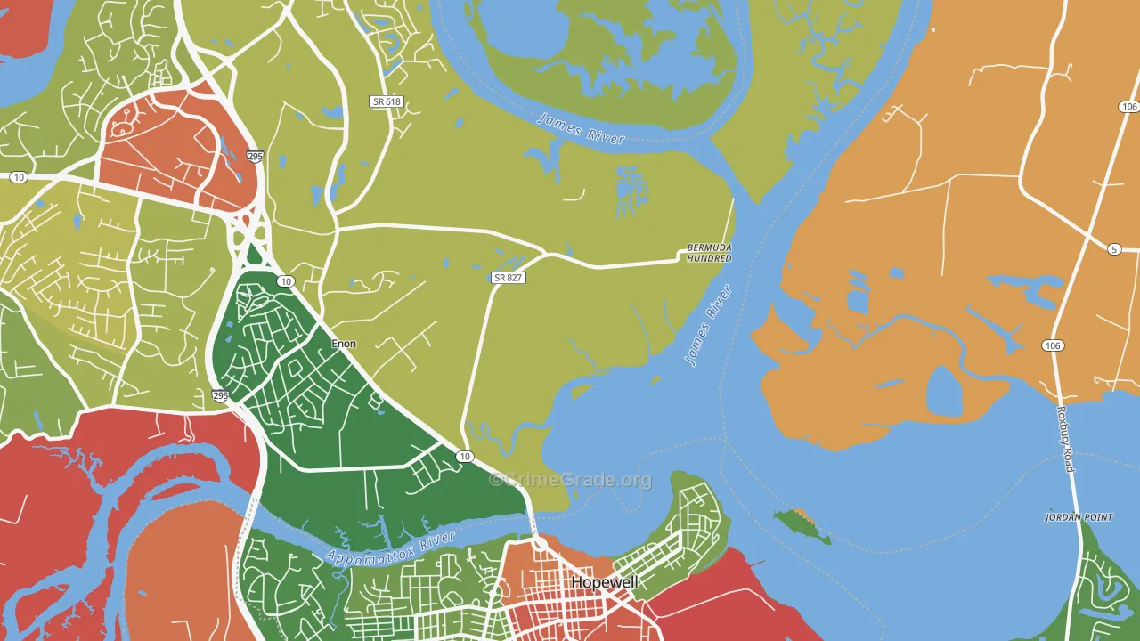 Highland Park, VA Map of Drug-Related Crime Rates