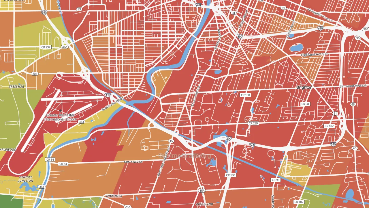 Highland, Rochester, NY Map of Drug-Related Crime Rates