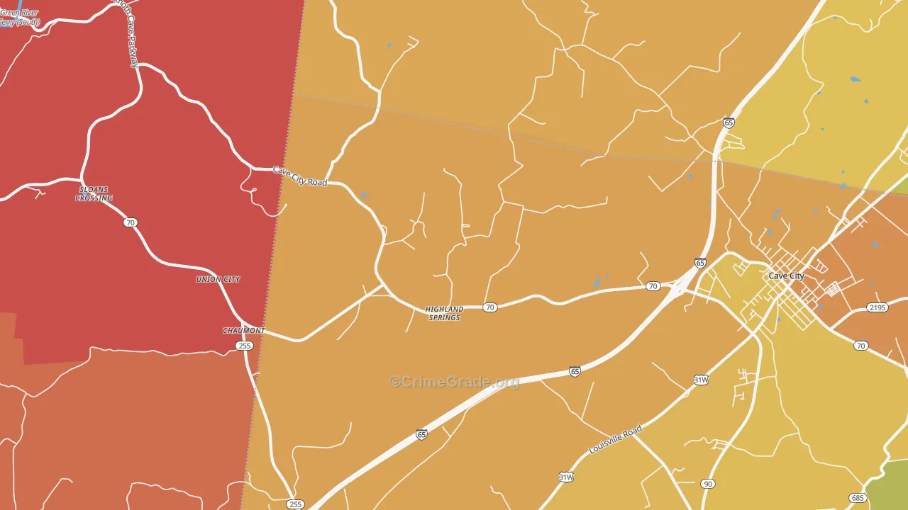 Highland Spring, KY Map of Drug-Related Crime Rates