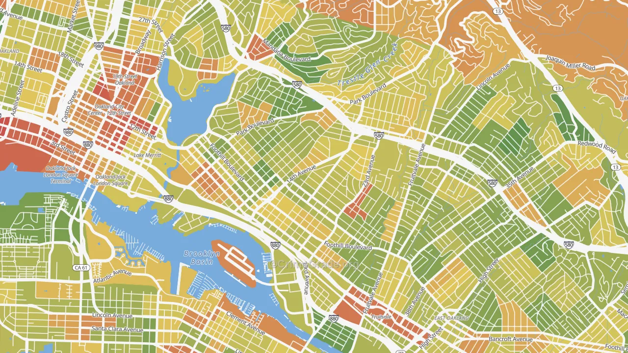 Highland Terrace, Oakland, CA Map of Drug-Related Crime Rates