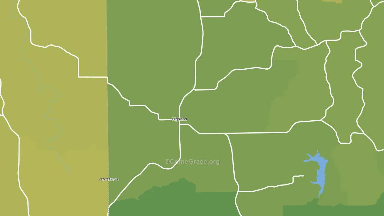 Highland, WI Map of Drug-Related Crime Rates