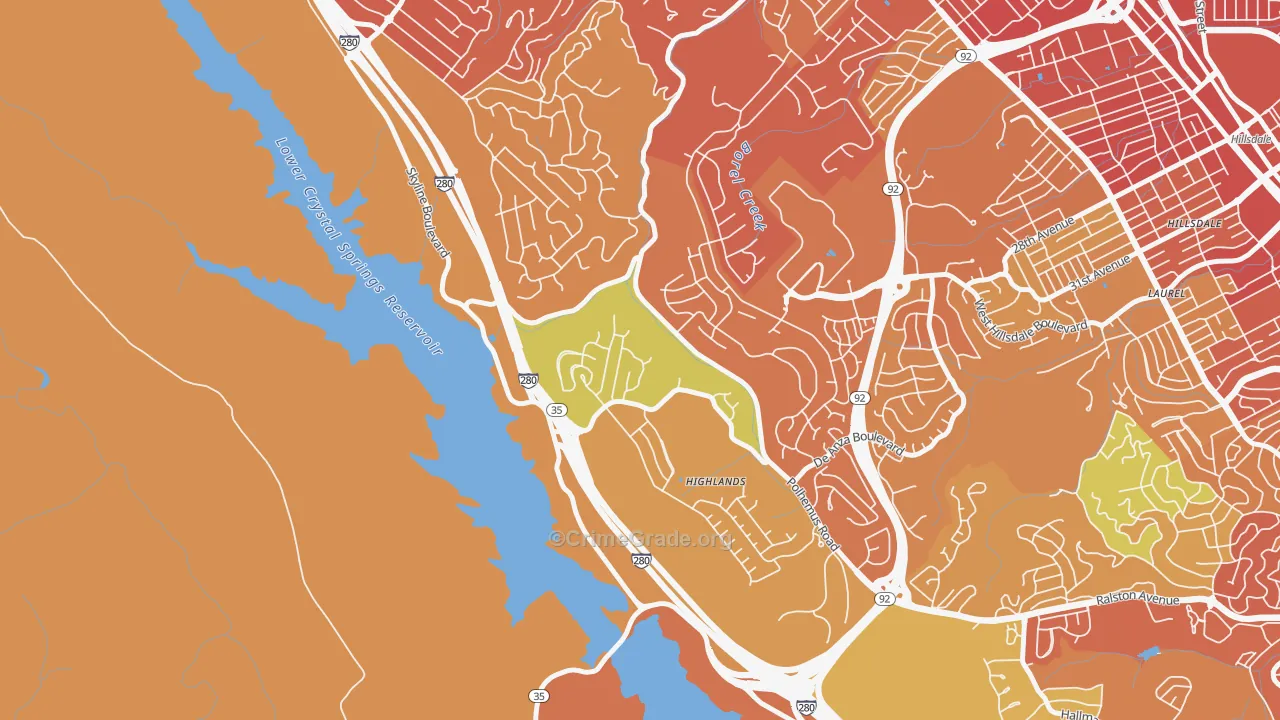 Highlands-Baywood Park, CA Map of Drug-Related Crime Rates