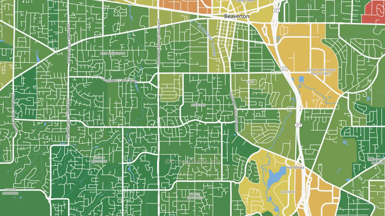 Highlands, Beaverton, OR Map of Drug-Related Crime Rates
